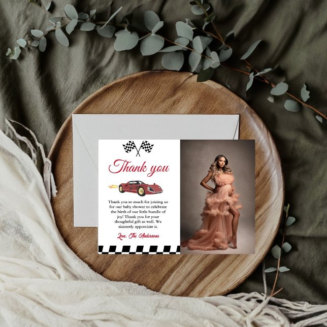 Carte de remerciements de Baby shower de course au (Créateur téléchargé)