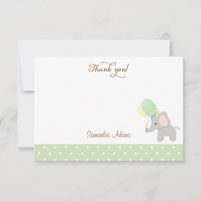 Carte de remerciements de Baby shower de Cute Elep (Devant)