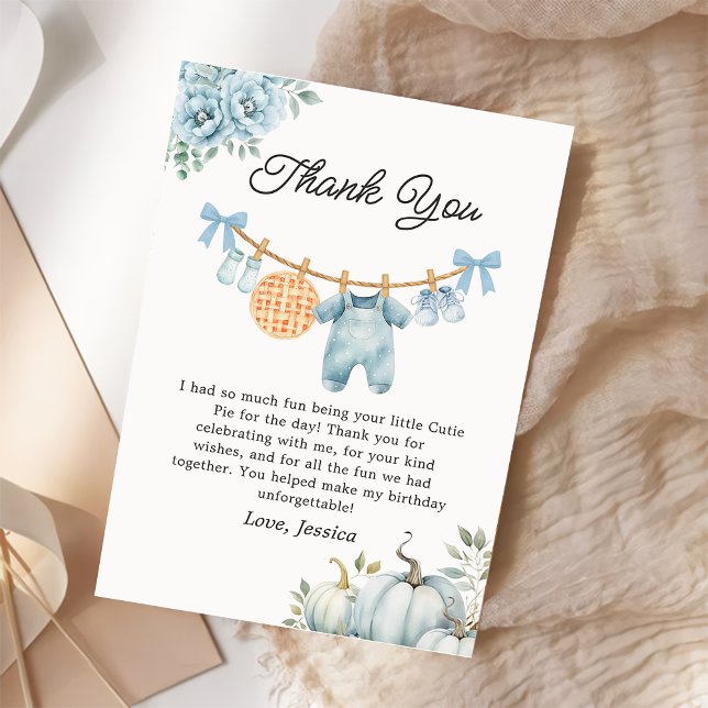 Carte de remerciements de Baby shower de Cutie Pie (Créateur téléchargé)