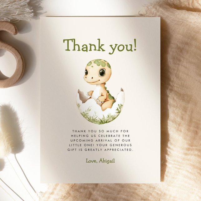 Carte de remerciements de Baby shower de dinosaure (Créateur téléchargé)