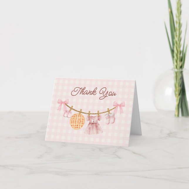 Carte de remerciements de Baby shower de fille Cut (Devant)