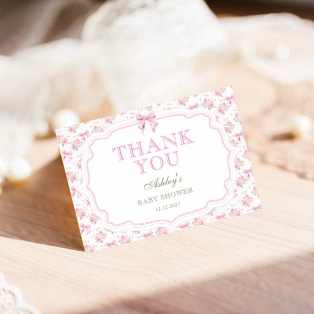 Carte de remerciements de Baby shower de fille de  (Créateur téléchargé)
