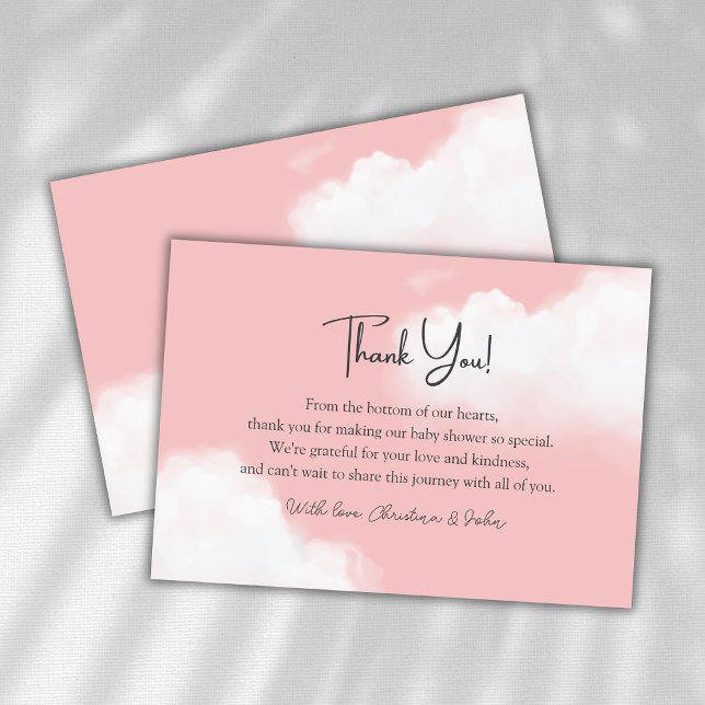 Carte de remerciements de Baby shower de fille ros (Créateur téléchargé)
