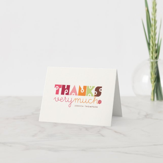Carte de remerciements de Baby shower de fleurs ro (Devant)