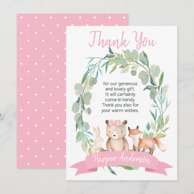 Carte de remerciements de baby shower de guirlande (Devant / Derrière)