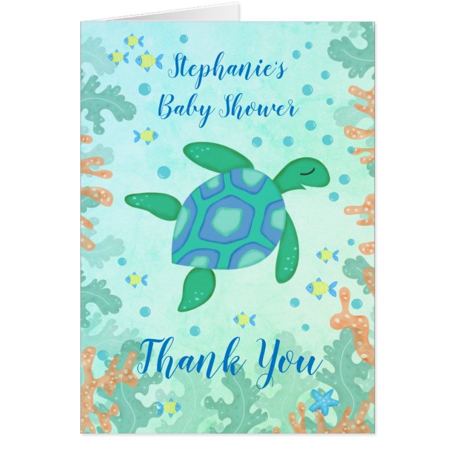 Carte de remerciements de Baby shower de la Tortue (Devant)
