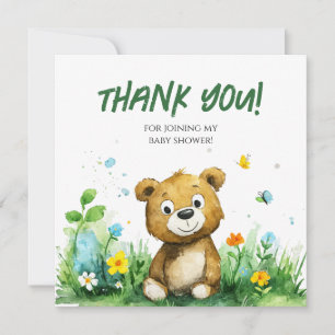 Carte de remerciements de Baby shower de l'ours de