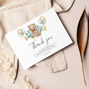 Carte de remerciements de Baby shower de l'ours de