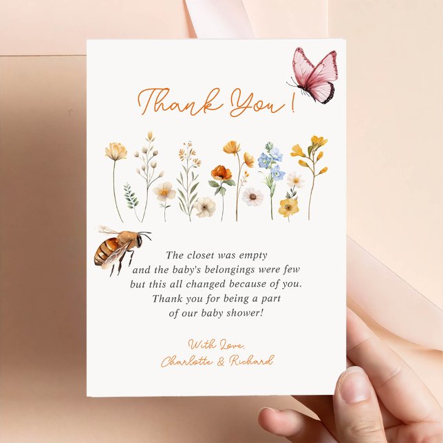 Carte de remerciements de Baby shower de petite fi (Créateur téléchargé)