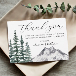 Carte de remerciements de Baby shower de pins rust