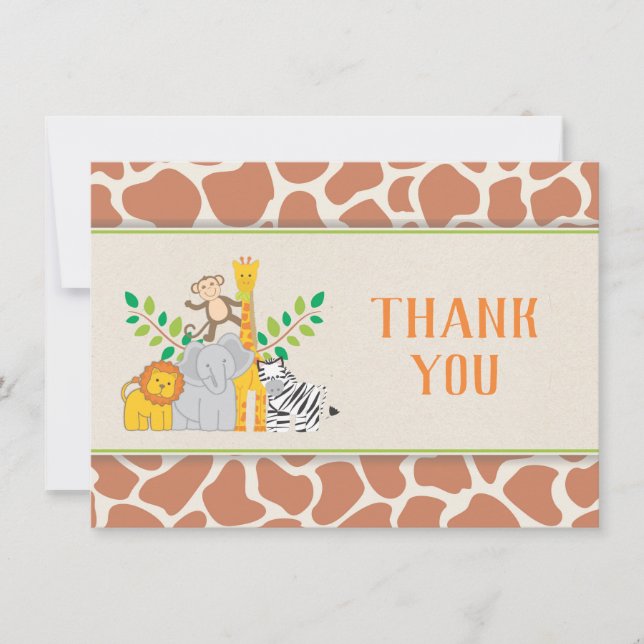 Carte de remerciements de baby shower de safari (Devant)