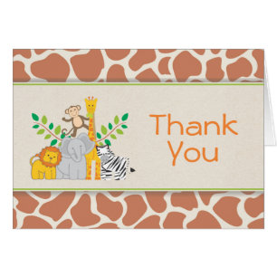 Carte de remerciements de baby shower de safari