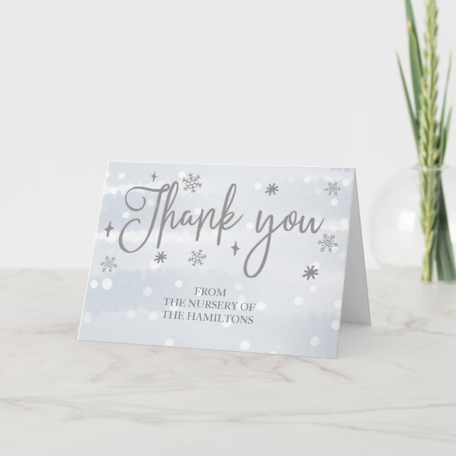 Carte de remerciements de Baby shower de Snowflake (Devant)