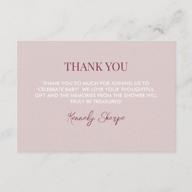 Carte de remerciements de Baby shower de Tarot ros (Dos)
