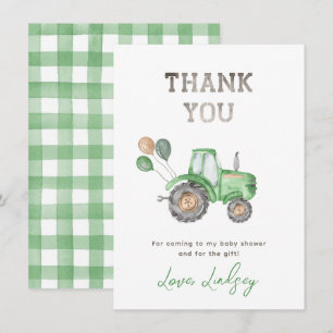 Carte de remerciements de Baby shower de tracteur