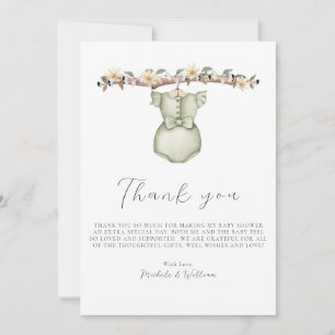 Carte de remerciements de Baby shower de vêtements