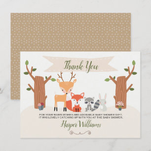 Carte de remerciements de Baby shower de Woodland