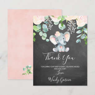 Carte de remerciements de baby shower d'éléphant