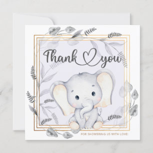 Carte de remerciements de baby shower d'éléphant