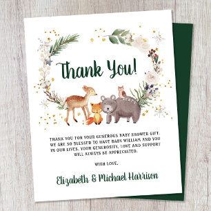 Carte de remerciements de Baby shower des animaux 
