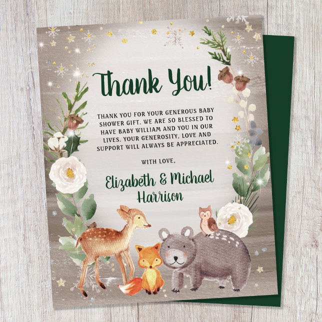 Carte de remerciements de Baby shower des animaux  (Créateur téléchargé)