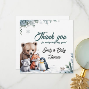 Carte de remerciements de Baby shower des animaux 