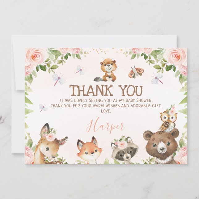 Carte de remerciements de Baby shower des animaux  (Devant)