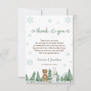 Carte de remerciements de Baby shower d'hiver pour