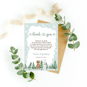 Carte de remerciements de Baby shower d'hiver pour