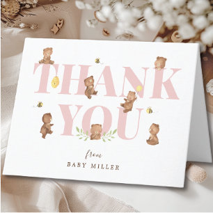 Carte de remerciements de Baby shower d'ours au mi