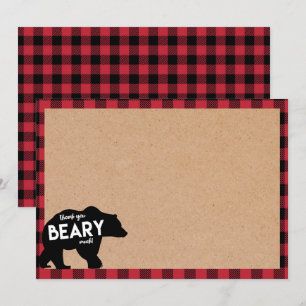 carte de remerciements de baby shower d'ours de