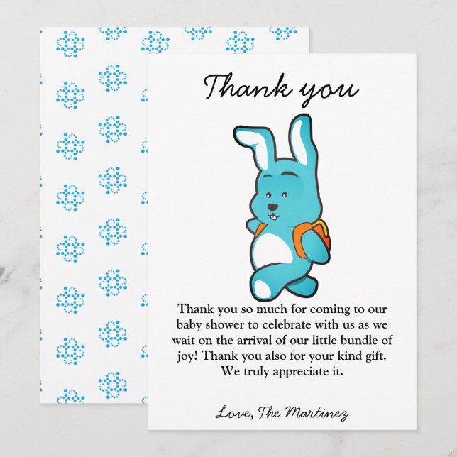 Carte de remerciements de Baby shower d'ours de cu (Devant / Derrière)