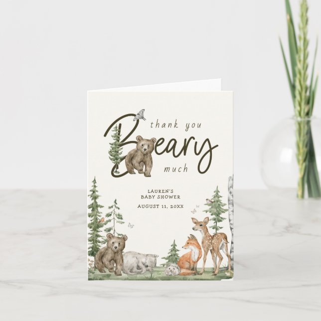 Carte de remerciements de Baby shower d'ours rusti (Devant)