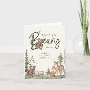 Carte de remerciements de Baby shower d'ours rusti