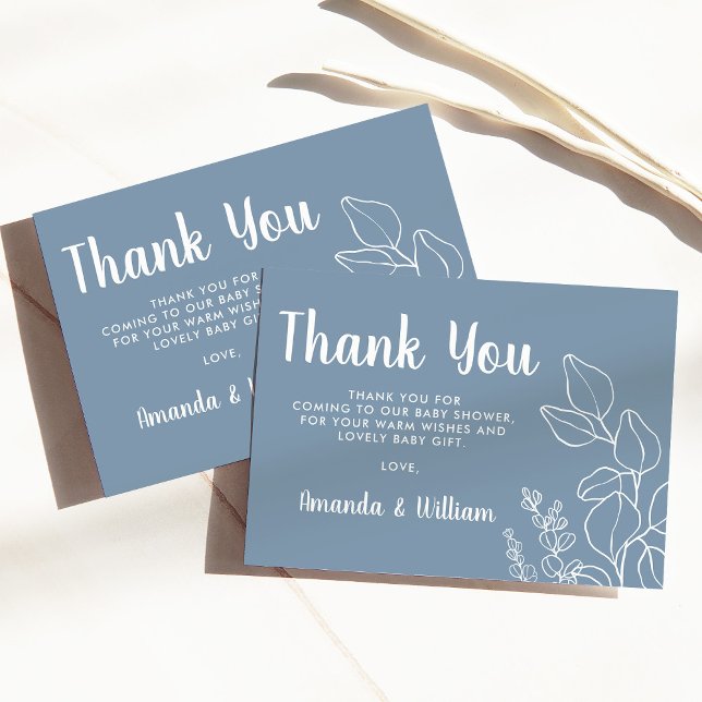 Carte de remerciements de Baby shower Dusty Blue E (Créateur téléchargé)