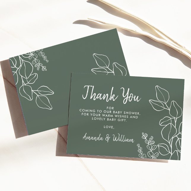 Carte de remerciements de Baby shower Eucalyptus V (Créateur téléchargé)