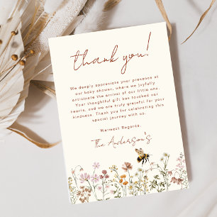 Carte de remerciements de Baby shower fleur sauvag