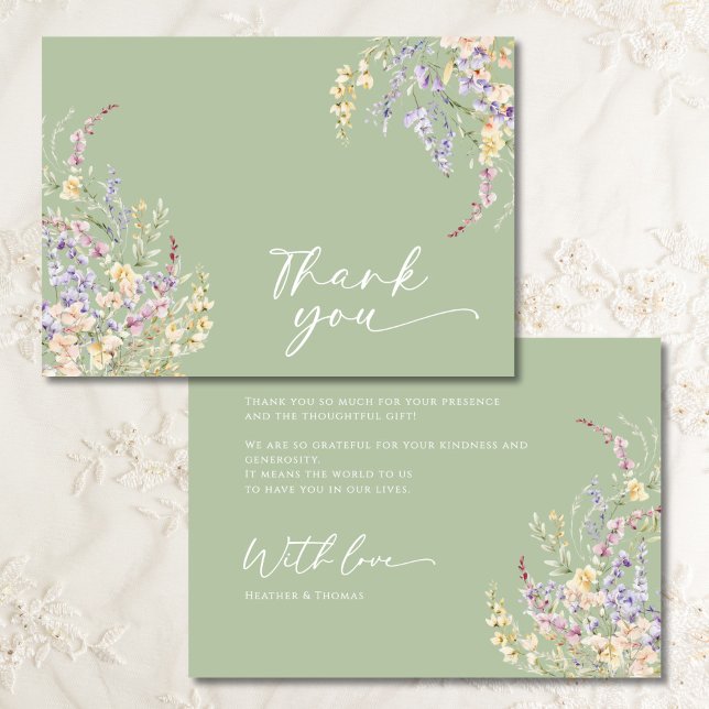 Carte de remerciements de Baby shower Fleur sauvag (Créateur téléchargé)
