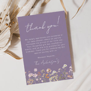 Carte de remerciements de Baby shower Fleur sauvag