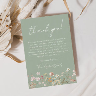 Carte de remerciements de Baby shower Fleur sauvag