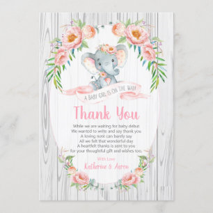 Carte de remerciements de Baby shower floral Boho
