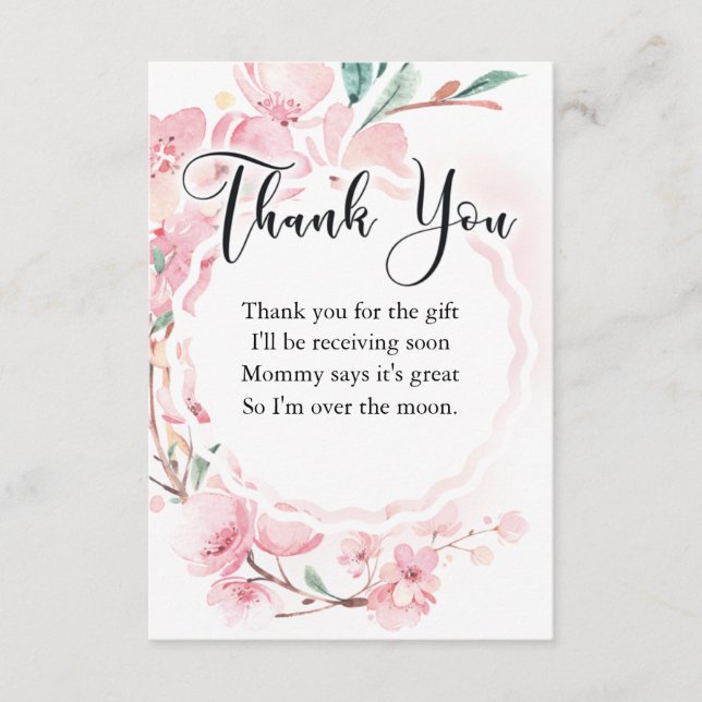 Carte de remerciements de Baby shower floral, Fleu (Devant)