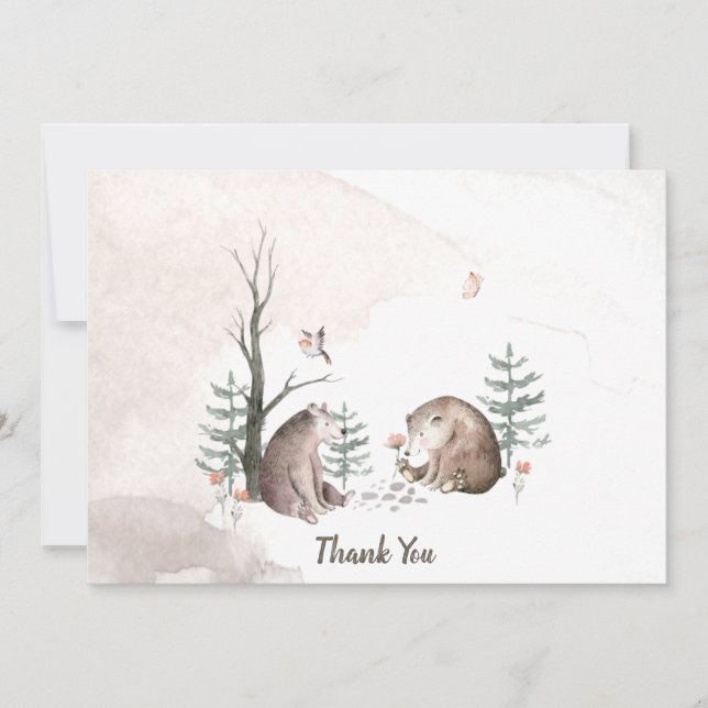 Carte de remerciements de Baby shower forestier (Devant)