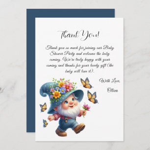 Carte de remerciements de Baby shower Gnome & Papi
