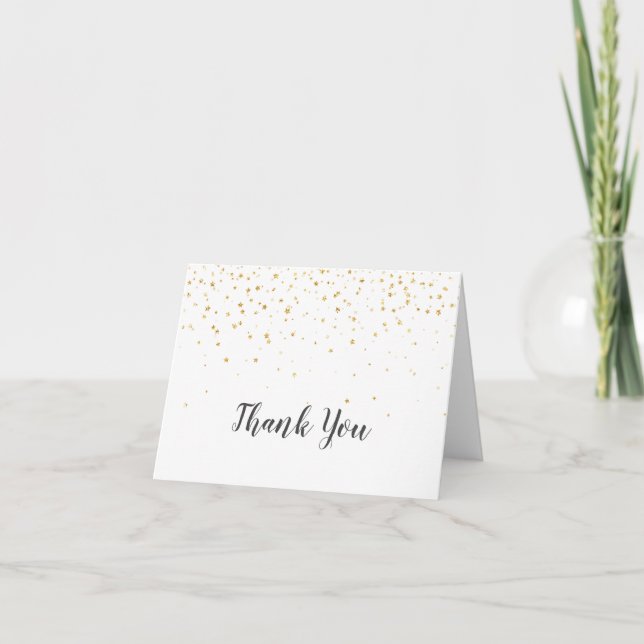 Carte de remerciements de Baby shower Gold Confett (Devant)