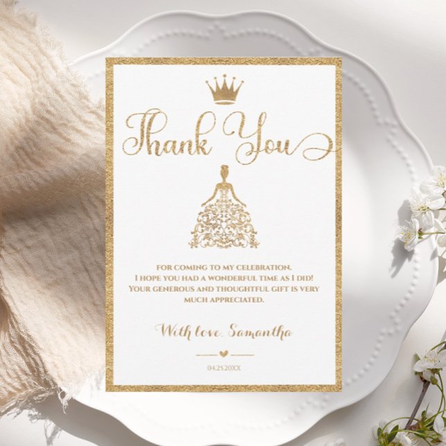 Carte de remerciements de Baby shower Gold Gliter  (Créateur téléchargé)