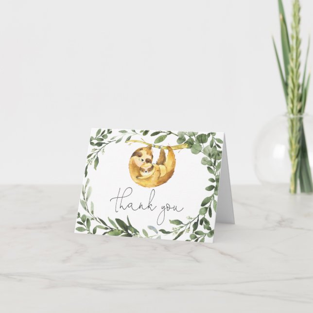 Carte de remerciements de Baby shower maman Sloth (Devant)