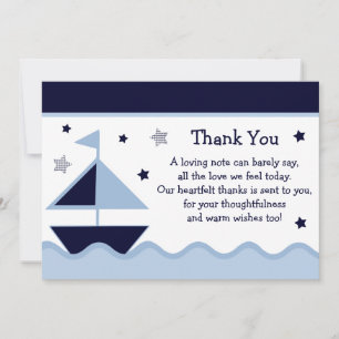 Carte de remerciements de Baby shower Nautique/Voi