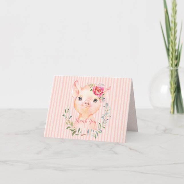 Carte de remerciements de Baby shower Olivia Pigsl (Devant)