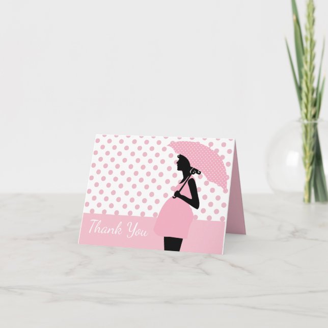 Carte de remerciements de Baby shower parapluie à  (Devant)